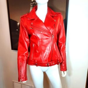 💯 Genuine Leather Biker Jacket. New with Tags!
